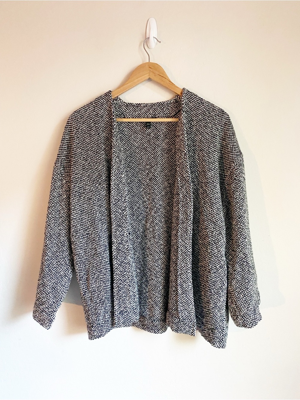 Eileen FisherOpen Front Marled/Tweed Knit Kimono Cardigan Organic Cotton Size M